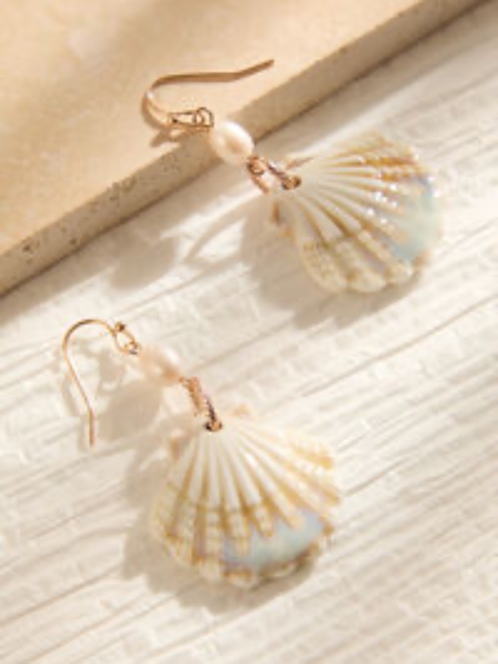 Altar'd State Pearl Seashell Dangle Earrings - Picture 2 of 2